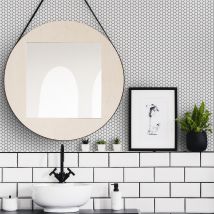 Papier Peint Intissé Hexagone Mini Geo 1005 X 52cm Blanc, Noir
