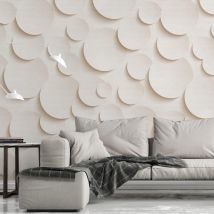 Profhome - Fotomural 382831 Papel Pintado Vinílico Estampado En Caliente Tejido Non Tejido Liso Con Dibujo Gráfico Mate Blanco Rosa 1,59 M X 2,8 M