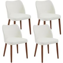 Chairus – Dining Chairs Set of 4 – Retro Rustic Linen Fabric with Wood Legs – Ideal for Kitchen and Living Room