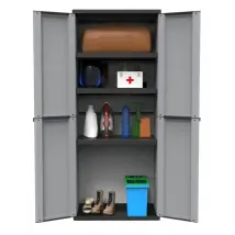 Doppeltüriger Kleiderschrank – 68x38x164 cm – Polypropylen – 3 höhenverstellbare Innenregale – Max. Tragfähigkeit 20 kg pro Regal
