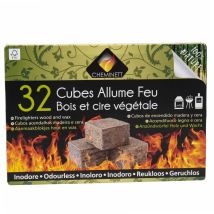 Anzündwürfel Holz 100% natürlich – 32 Stück – Feueranzünder für Kamin – geruchlos – Pyrofeu