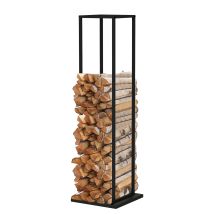Kekai - Portalegna Da Interni Design 33x33x115 Cm Con Struttura In Acciaio Zincato E Supporto Inferiore, Colore Nero