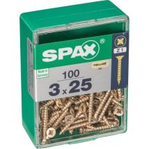 Spax - Confezione Da 100 Pezzi Vite Per Legno Yellox Testa Piatta 3,0x25mm