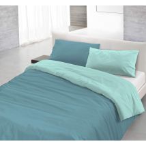 Homemania - Italian Bed Linen Natural Color Parure Copri Piumino, 100% Cotone, Ottanio/verde Acqua, Una Piazza E Mezza