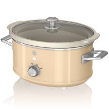 Swan - Retro Sf17021cneu Slow Cooker 3,5l Contenitore Di Cottura Rimovibile, Ceramic Non-stick Pfoa & Ptfe Free, 3 Livelli Di Temperatura, Coperchio 