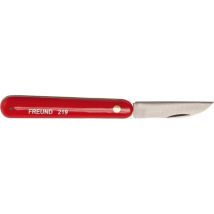 Coltello Innesto 6,50 cm – Acciaio finemente lucidata – Plastica rossa con inserto in ottone – Freund Victoria