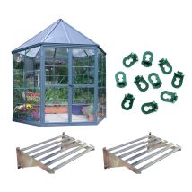 Palram - Canopia Aluminium Gewächshaus Set Oasis Grau Ø 248 Cm