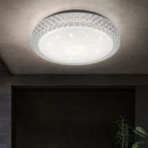 Leuchten Direkt - Plafonnier Led Cct Plafonnier Lampe De Salon Lampe De Salon, Cristaux Ciel Étoilé, Acier, 22w 1980lm 3000k, D X H 40 X 11 Cm