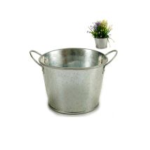 Macetero asas zinc 20 x 27,5 x 10,5 cm – Decoración interior y exterior – Ideal para hielo – IBERGARDEN