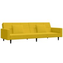 Devenirriche - Sofá Cama De 2 Plazas Con Dos Almohadas Terciopelo Amarillo Vidaxl