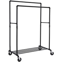 Étagère À Vêtements Valora Hsr60b En Fer Noir Sur Roulettes