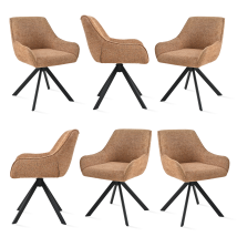 Goeurvant 360° Drehbarer Sessel Mit Geschwungener Rückenlehne Und Weichem Kissen, Perfekte Kombination Aus Stil Und Komfort - 6er Set - Grau/braun - 
