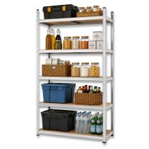 Etagère De Rangement 5 Niveaux Bois Mdf Réglables 90x40xh180cm Rayonnage Métal Charge 875kg - Garage Atelier Cellier Intec