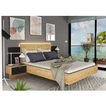 Bett 140x190 Cm Eiche Und Graphit - Locri