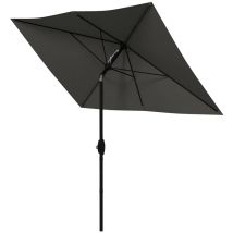 Ombrellone Da Giardino Rettangolare 2x3 M Inclinabile Con Apertura A Manovella. Grigio
