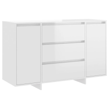 Gbly Sideboard 3 Schubladen Hochglanz-weiß 120x41x75cm Holzwerkstoff