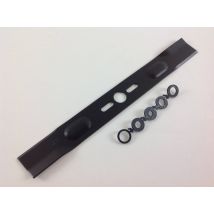 Rasenmähermesser 430 mm – Mittellochdurchmesser 25,4 mm – Seitenlochdurchmesser 9,5 x 38 mm – Seitenlochmittenabstand 76 mm – Westfalia