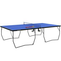 Table De Ping-pong Pliable 8 Roues Cadre Acier Revetu Par Poudre Mdf 274 X 152,5 X 76 Cm Bleu