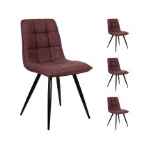 Lot De 4 Chaises Repas En Tissu Bordeaux Et Noir - Alizo