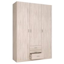 Armario Ropero Roma 3 Puertas 3 Cajones Dormitorio Habitación Color Sahara Moderno Mueble 150x215 Cm