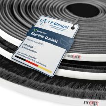Steigner Bürstendichtung Selbstklebend Schwarz 7 Mm X 30 M - Robuste Türbürstendichtung Für Schiebetüren, Innentüren - Fensterdichtung, Zugluftstopper