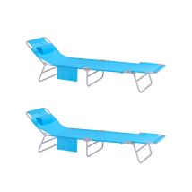 Sobuy - Set Of 2 Adjustable Folding Outdoor Camping Chair Bed,blue Ogs35-bx2