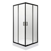 KERRA Duschwand SOHO SQ BL – 90 x 90 cm – 6 mm Sicherheitsglas – Aluminium schwarz – elegantes Design
