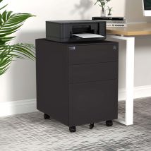 Makika - Rollcontainer Abschließbar Mit Schubladen Und Rollen 39x50x60cm In Schwarz