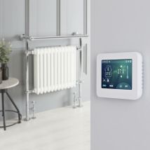 Hudson Reed Elizabeth - Sèche-serviettes Mixte Rétro Sur Pieds Blanc Avec Thermostat Wi-fi À Écran Tactile – 93cm X 79cm (avec Barre Déportée)