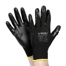 Ulith - 1 Paar Arbeitshandschuhe Nitril Schwarz Cat2 Nylon Strickbund En388 Gr.9
