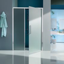 Samo - Porte De Douche Pivotante Et Paroi Fixe En Ligne 116-121cm Alu Chromé Brillant Verre Transparent Droite - Europa Sp