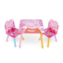 Peppa Pig Set Tavolino E 2 Sedie In Legno Rosa