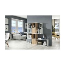 Fores – Mobile Libreria Otilia Zigzag – Melamina Alta Resistenza – 145x145x28 cm – Bianco/Nero, Bianco/Rovere Canadese