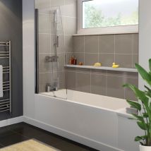 Ceramica - 1600x700mm Bathroom Single Ended Straight Bath Shower Screen With Front & End Panel