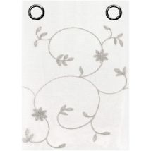 Emmevi - Rideau De Fenêtre Couple 2 Pcs Porte Intérieure Tissu Semi-transparent Fleurs Gris - 140x280 Cm