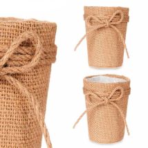 Macetero de tela saco con lazo 11 x 11 x 10,5 cm – Ideal para cultivo de plantas en interiores y exteriores – IBERGARDEN