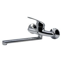 Urano Einhand-Spültischmischer – Wandmontiert – Schwenkbarer Auslauf – Kartusche DM 40 – Höhe 40 cm – Metall-Finish