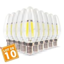 Eclairage Design - Lotto Di 10 Lampadine A Fiamma Filamento 4w Eq. 40w Bianco Caldo E14 Base 2700k