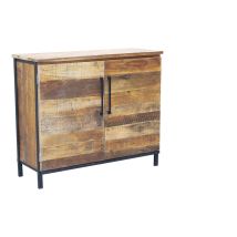 Mobiletto Comodino Da Interno In Legno Con 2 Ante E Struttura In Metallo Nero Black Wood