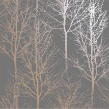 Holden Decor - Dark Grey Rose Gold Trees Wallpaper Metallic Shine Rhea Zandra