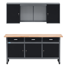 Kupper – Établi Modulable 704219 – 170 Cm Avec Plateau En Hêtre Massif – Armoire Suspendue Avec 4 Étagères Réglables – Pour Usage Professionnel