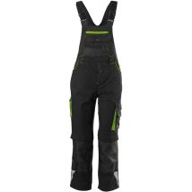 EDE – FORTIS Kids Latzhose 24 – Schwarz-Limegrün – Größe 98-104 – 65% Polyester, 35% Baumwolle – Reflektierende Drucke