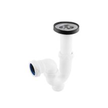 Ausziehbarer Gebogener Siphon S/horizontal + Reduzierstück + Spülbeckenventil, Idrospania.