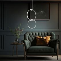 Pendellampe Led Hängeleuchte Esstischlampe Deckenlampe Wohnzimmer, Ring Design Chrom, 17w 1650lm 4000k, Lxbxh 45x21x230 Cm Wofi 6989.02.01.0500