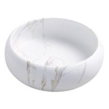 Ondée - Lavabo De Encimera Redonda Sora - Azulejos Cerámicos - Acabadomármol Blanco