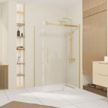 Aurlane - Parete Laterale Fissa 80x200 Cm - Oro Dorato Spazzolato - Vetro Temperato 6 Mm