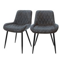 Ml-design Set Di 2 Sedie Per Sala Da Pranzo Antracite Con Schienale Sedia Per Cucina Con Rivestimento In Ecopelle Imbottita Gambe In Metallo Sedia 