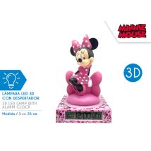 Réveil 3D – Minnie Mouse – Rose – Alimentation électrique, Couleur de la lumière