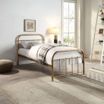 Slumberworx - Tewin Traditional Hospital Style Antique Brass Metal Bed Frame - Single - Antique Brass