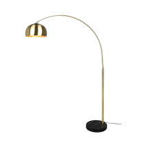 Trio - Argentina Piantana Ad Arco Metallo Ottone E Nero E Base Marmo Nera H. 200cm 1 Luce Attacco E27